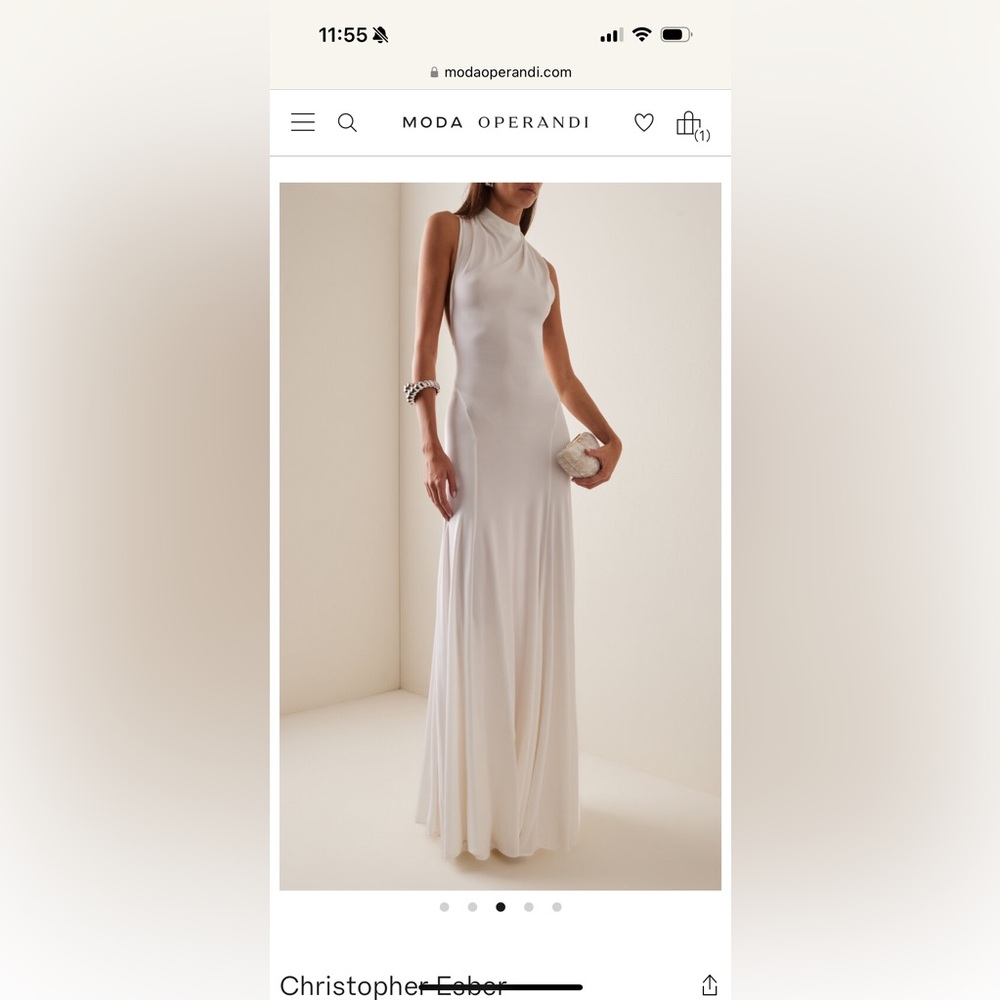 Christopher Esber White Open-Back Halter Wedding Gown
